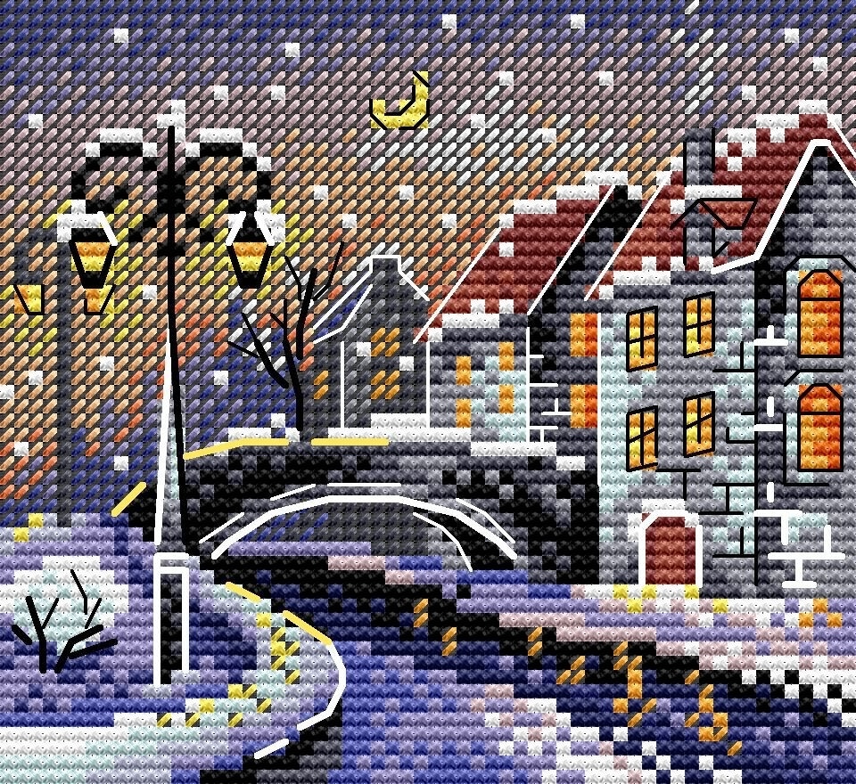 Winter City Cross Stitch Kit фото 1