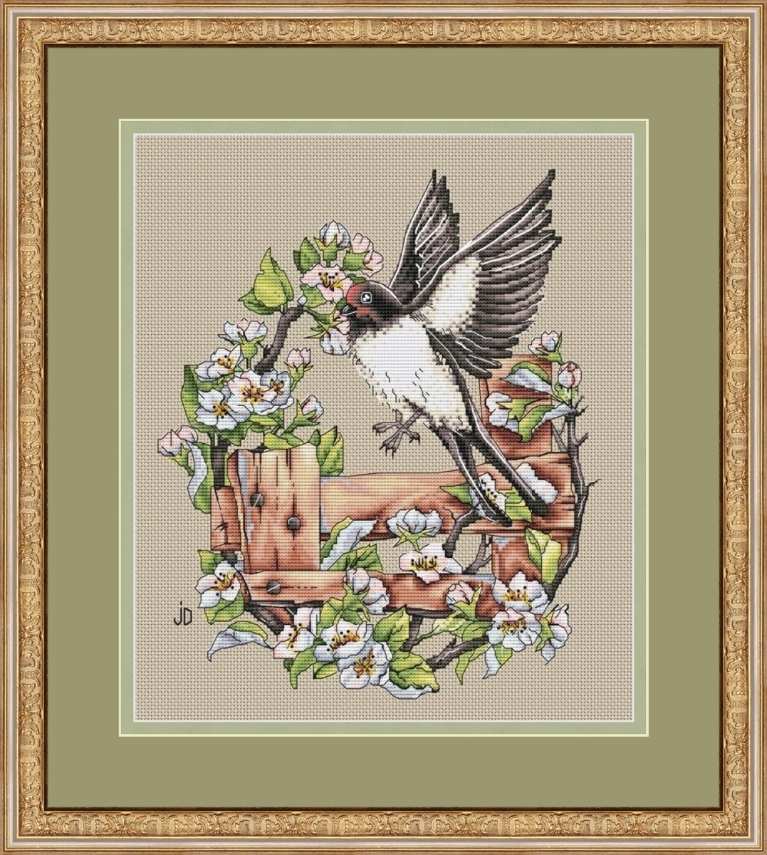Swallow on the Fence Cross Stitch Pattern фото 1
