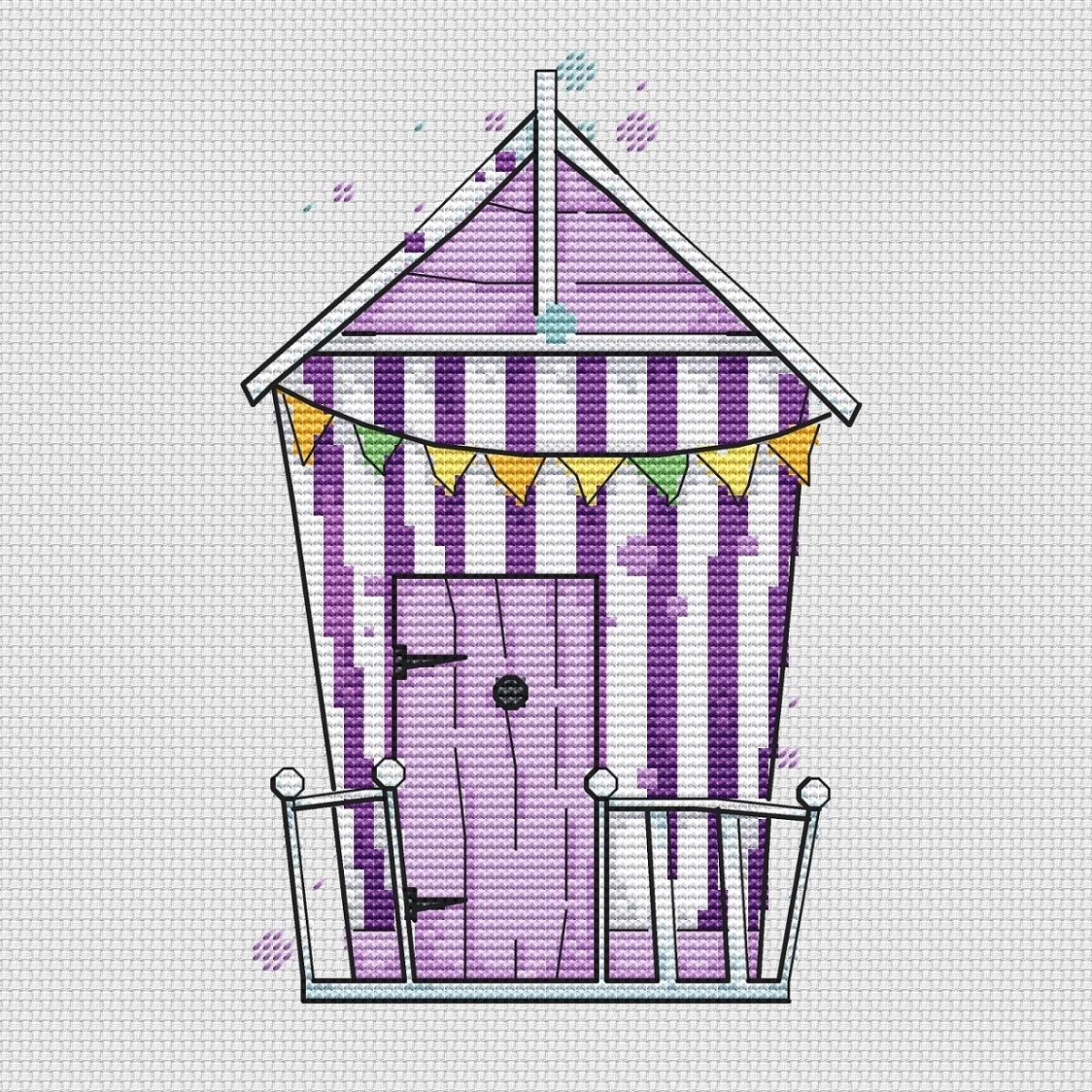 Beach House. Lilac Cross Stitch Pattern фото 1