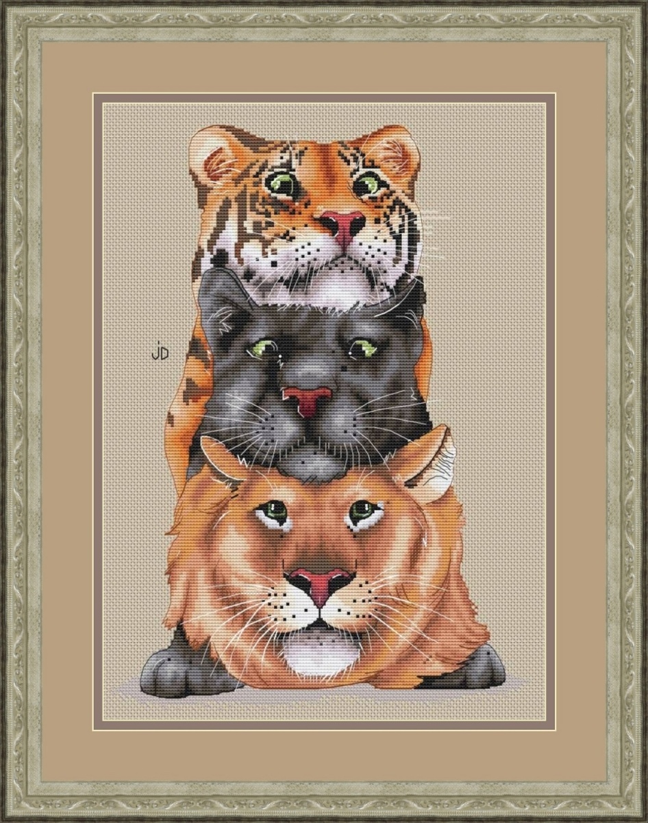 Three Wild Cats Cross Stitch Pattern фото 1