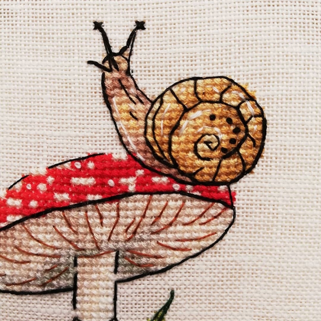 Snail on Fly Agaric Cross Stitch Chart фото 5