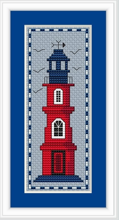Red Lighthouse Bookmark Cross Stitch Pattern фото 1