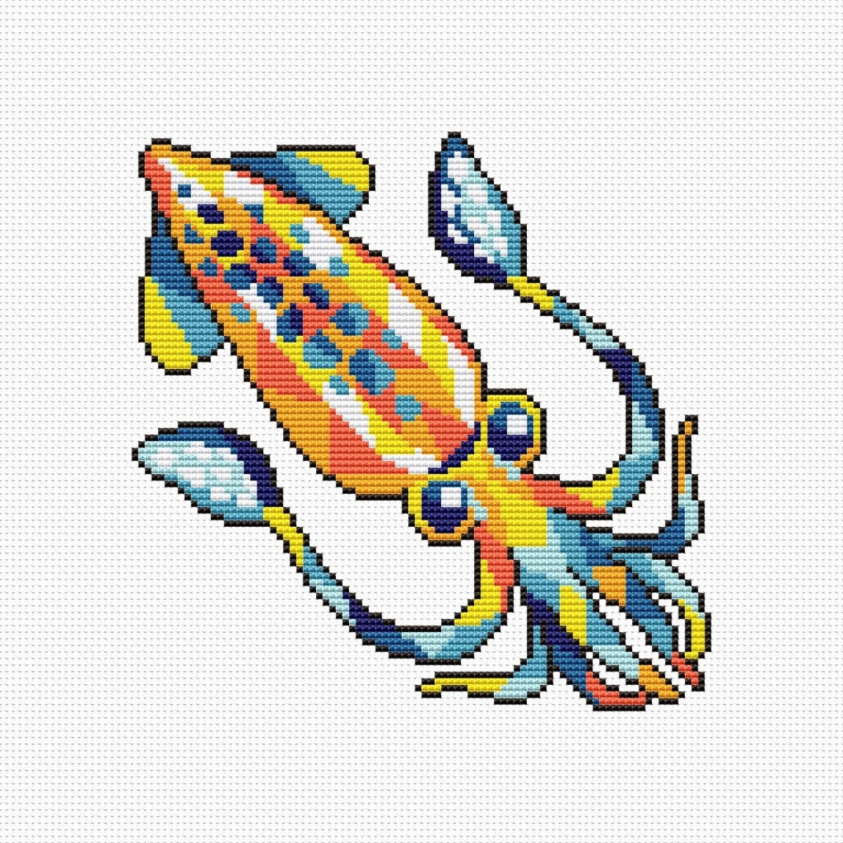 Squid Cross Stitch Pattern фото 1