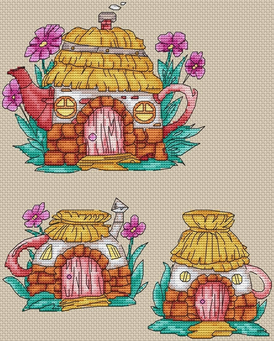 Spring Tea Cross Stitch Pattern фото 1