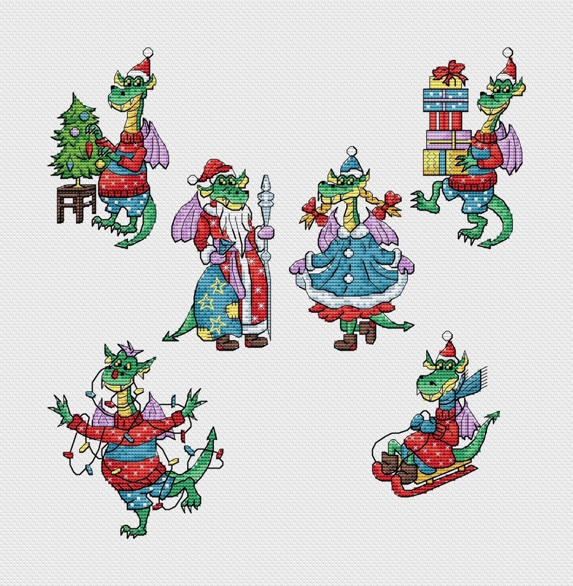 Dragons Christmas Fun Cross Stitch Pattern фото 1