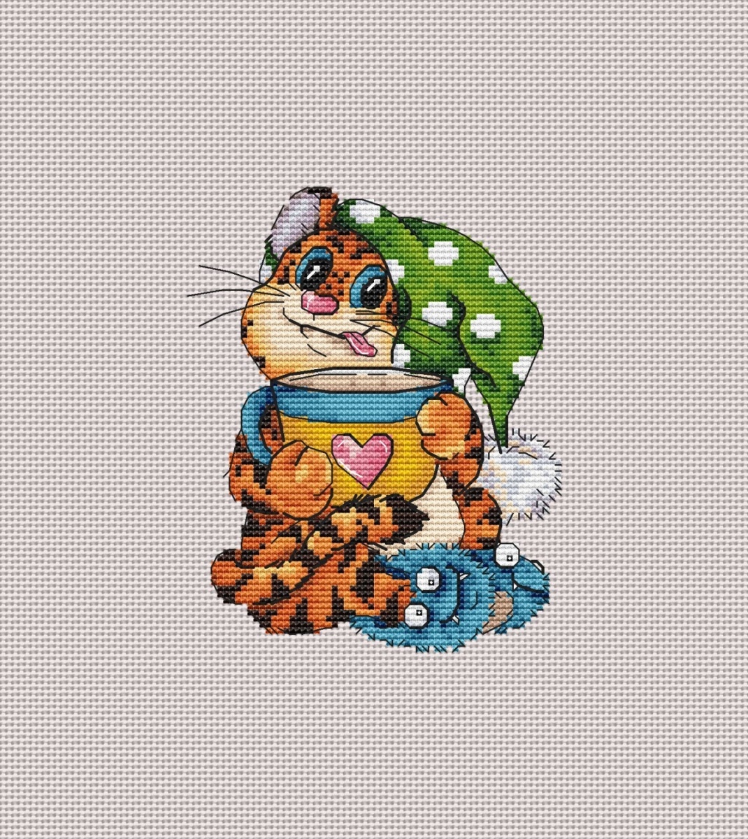 Tiger - with a Сup Cross Stitch Pattern фото 3