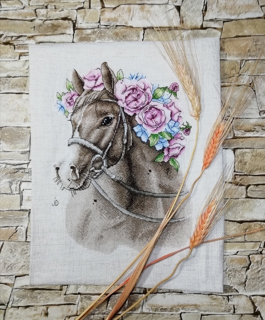 Horse in Flowers Cross Stitch Pattern фото 3