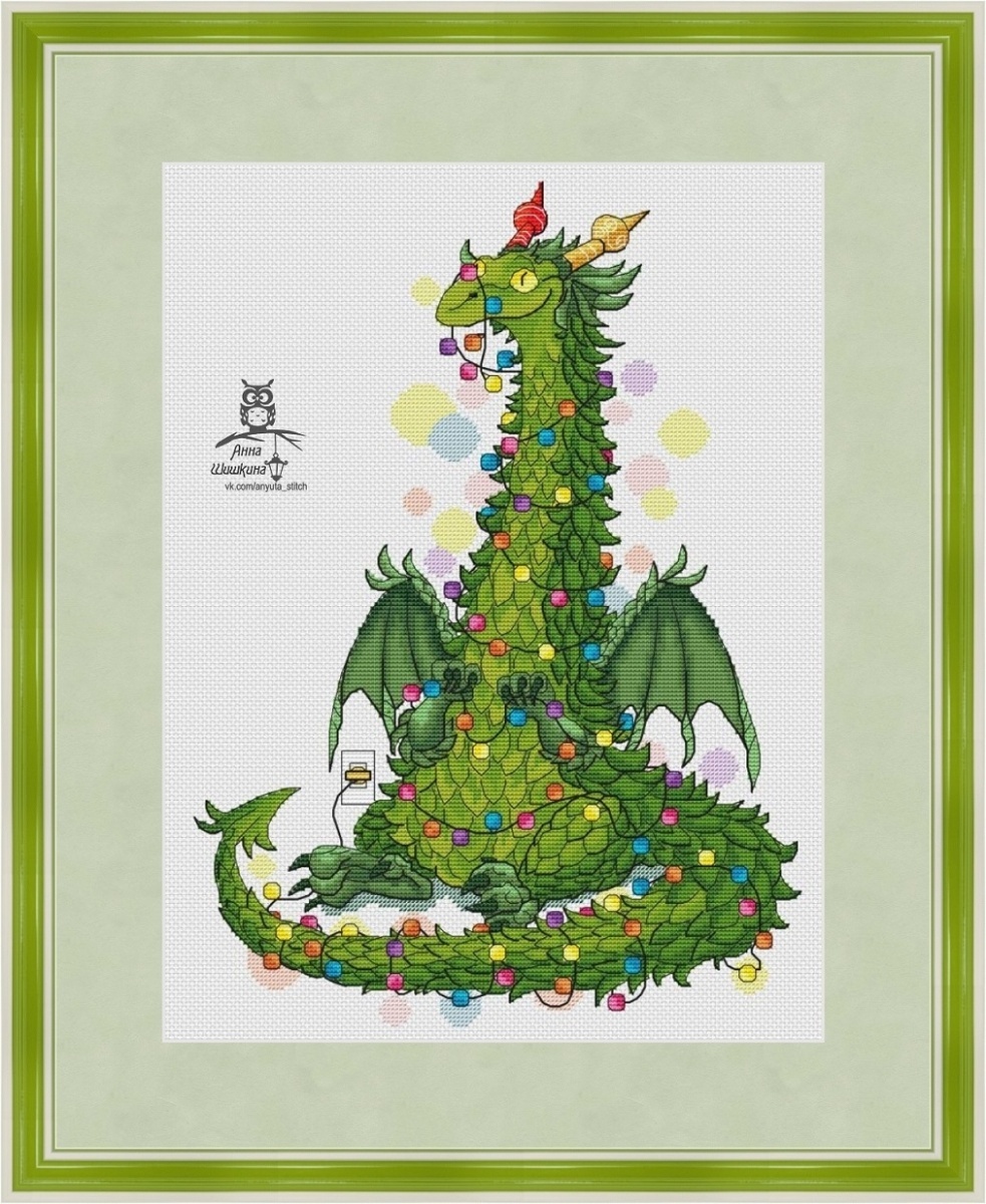 Christmas Tree Dragon Cross Stitch Pattern фото 1