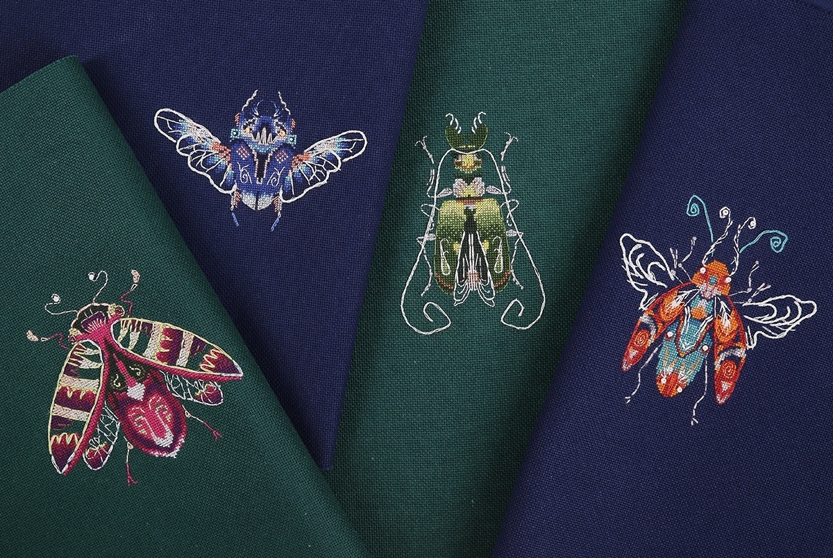 Fantasy Bugs. Amethyst and Mint Cross Stitch Kit фото 8