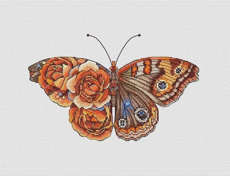 Amber Butterfly Cross Stitch Pattern фото 1
