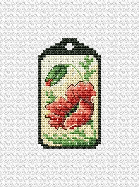 Poppy Keychain Cross Stitch Pattern фото 1
