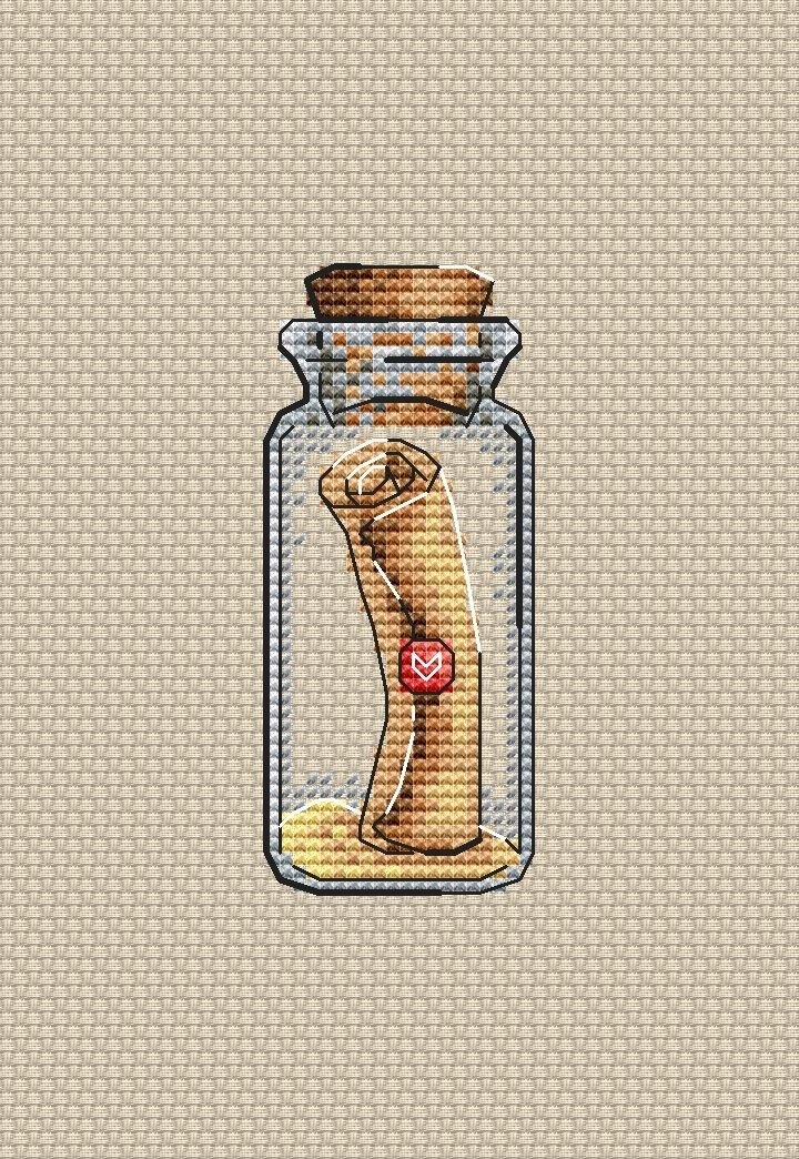 Bottles. Message in a Bottle Cross Stitch Pattern фото 1