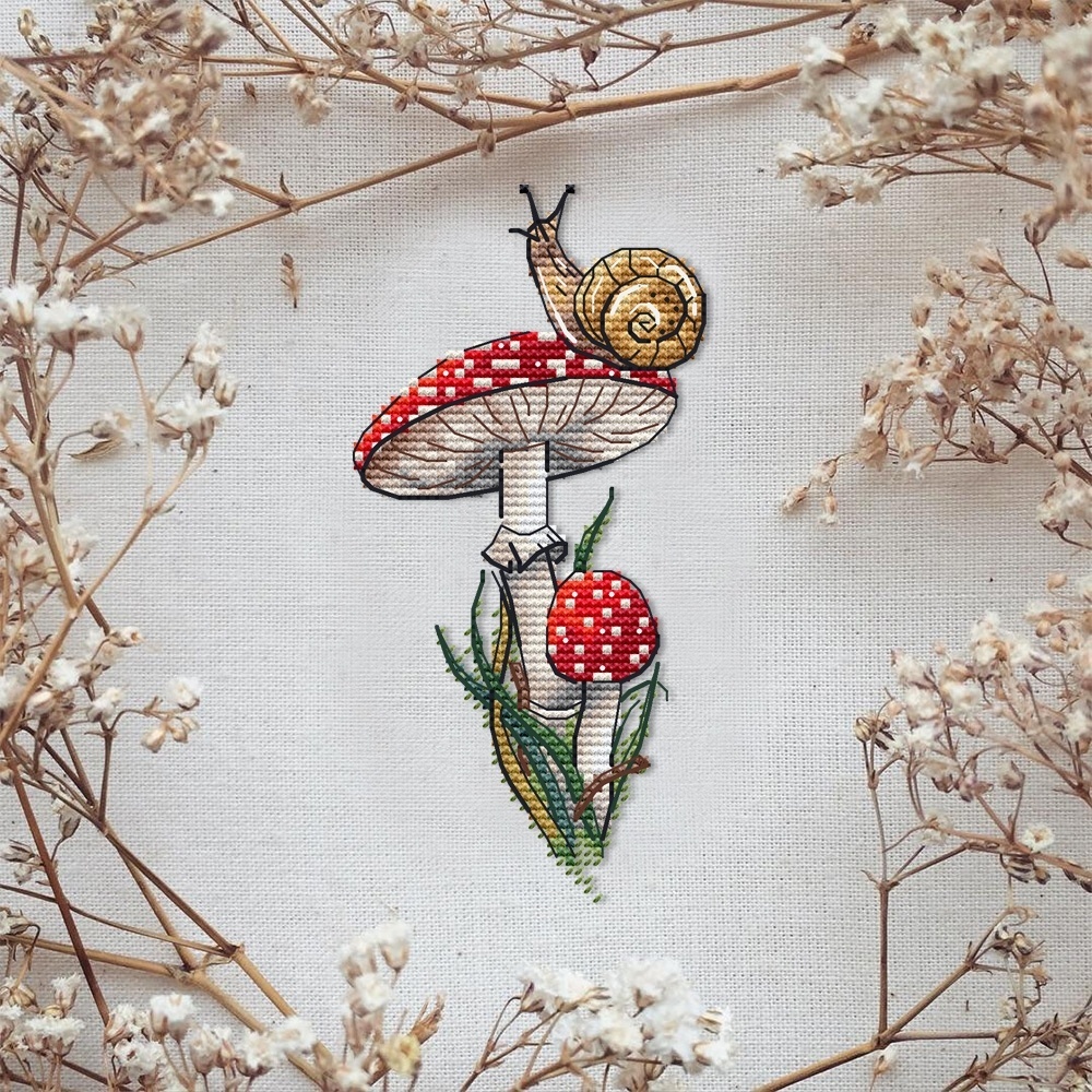 Snail on Fly Agaric Cross Stitch Chart фото 3