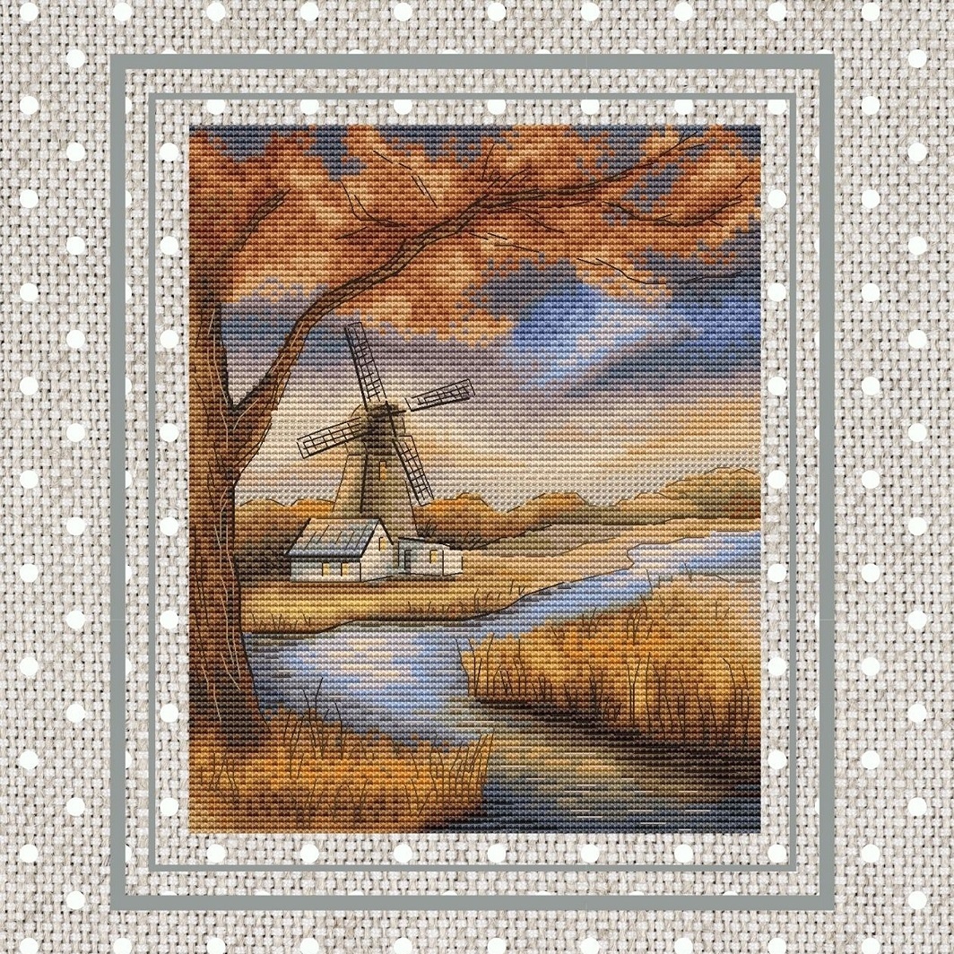 Mill by the River Cross Stitch Pattern фото 1