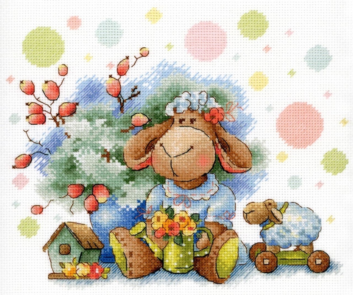 Curly-Haired Sheep Cross Stitch Kit фото 1