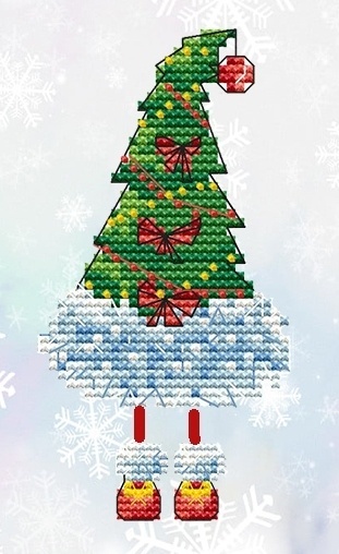 Christmas Tree with a Ball Cross Stitch Pattern фото 1