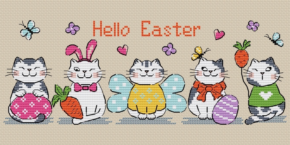 Easter Cats Cross Stitch Pattern фото 2