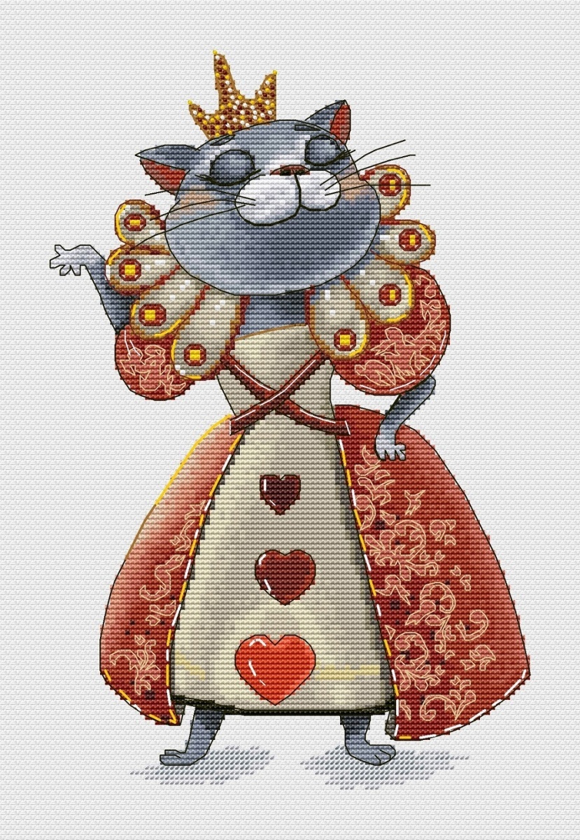 Сat Queen of Hearts Cross Stitch Pattern фото 3