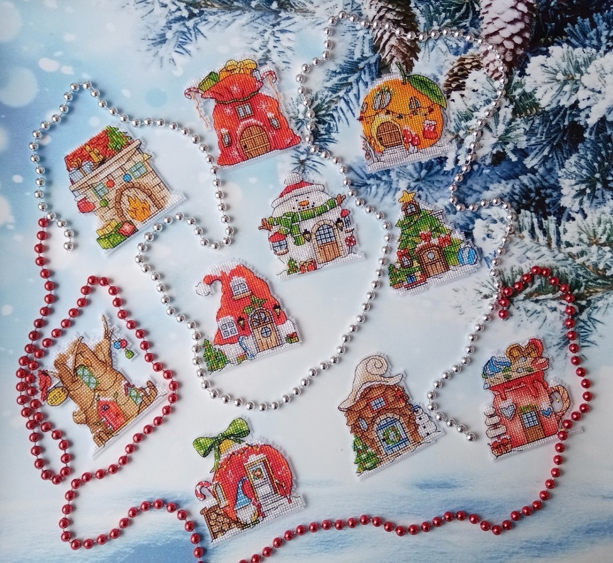 Snowman House Cross Stitch Pattern фото 7