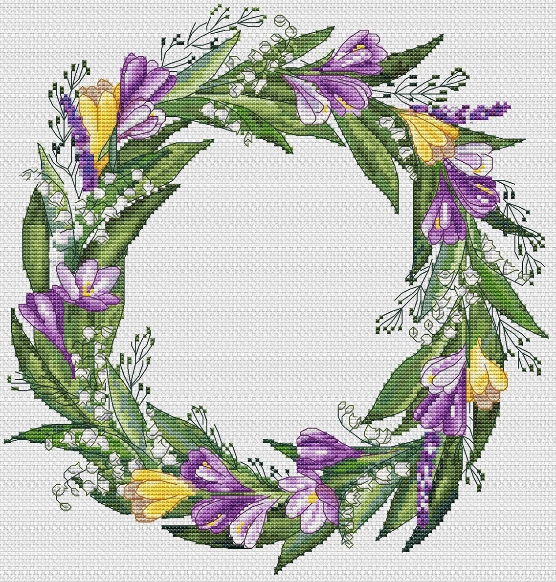 A Spring Wreath Cross Stitch Pattern фото 2