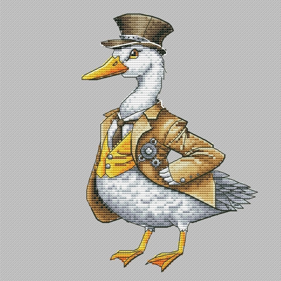 Goose Steampunk Cross Stitch Pattern фото 1