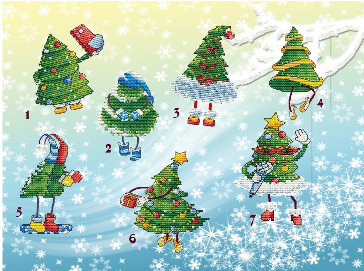 Christmas Trees Cross Stitch Pattern фото 1