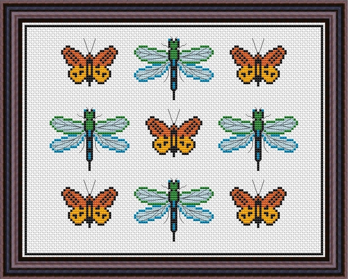 Butterflies and Dragonflies Cross Stitch Pattern фото 1