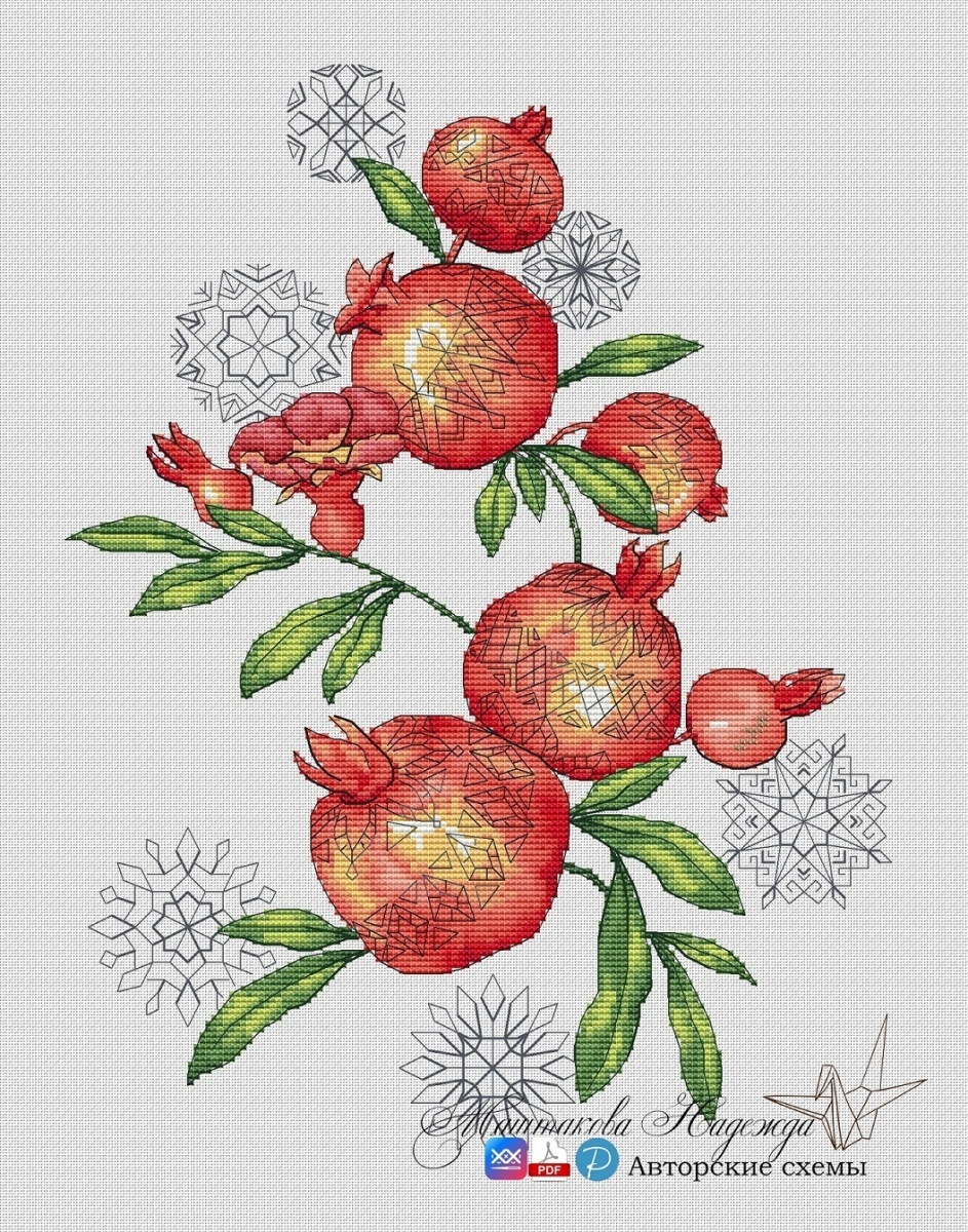 Pomegranates Cross Stitch Pattern фото 1