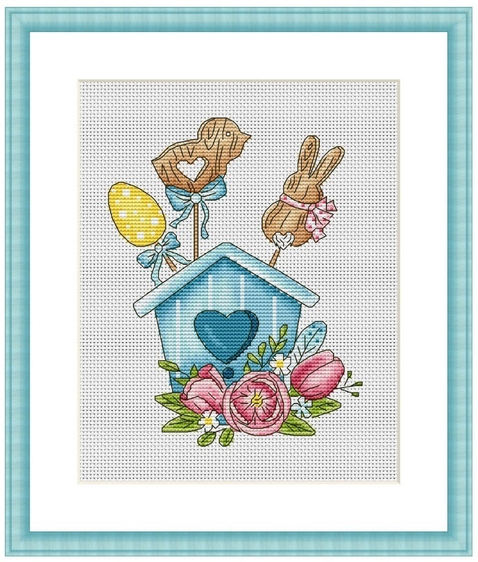Spring Birdhouse Cross Stitch Pattern фото 1