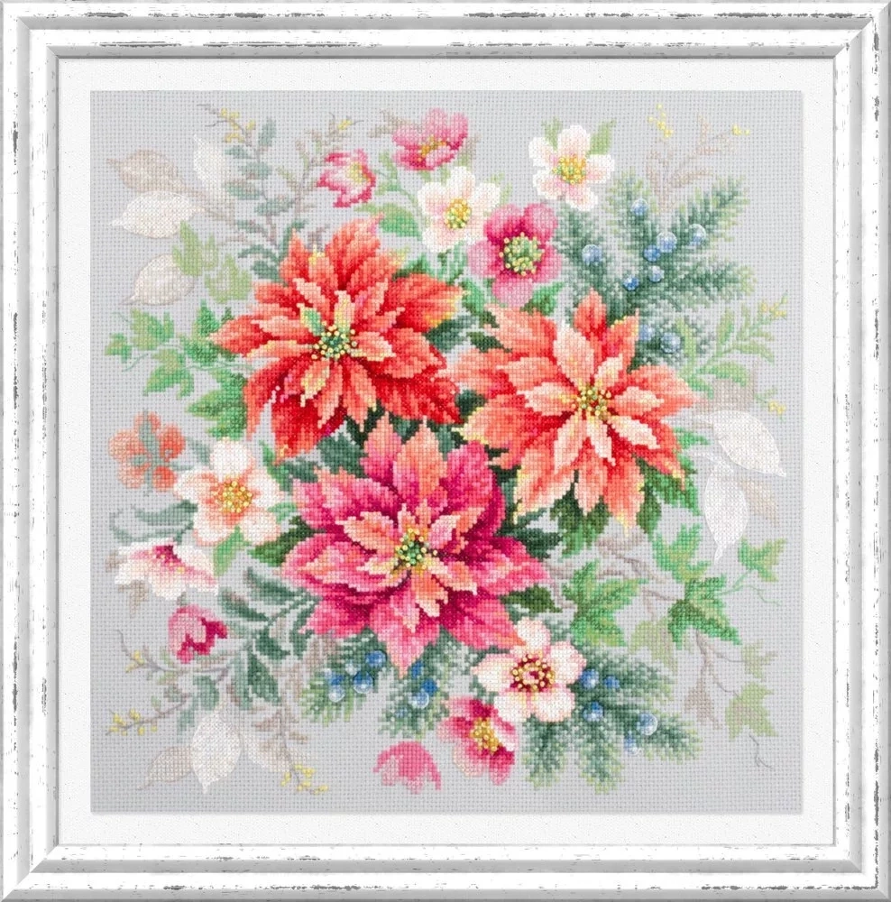 Flower Magic. Poinsettia Cross Stitch Kit фото 3