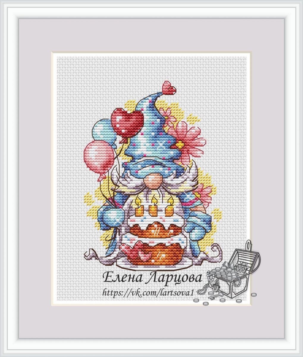 Birthday Gnome Cross Stitch Pattern фото 1