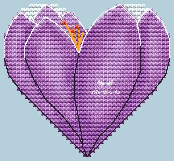 Valentine's Day. Crocus Lilac Cross Stitch Pattern фото 2