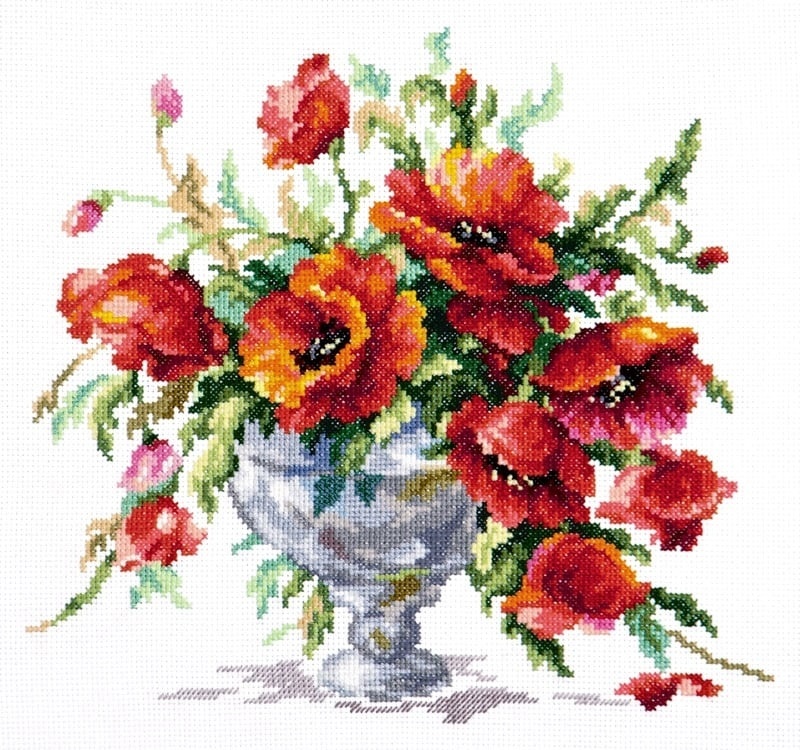 Red Poppies Cross Stitch Kit, code 40-60 Magic Needle | Buy online on ...