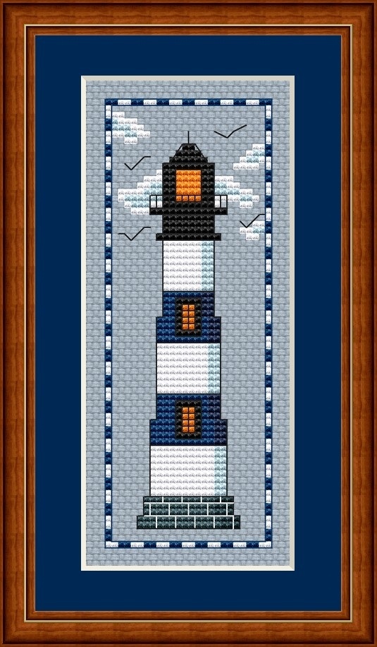 Blue Lighthouse Bookmark Cross Stitch Pattern фото 1