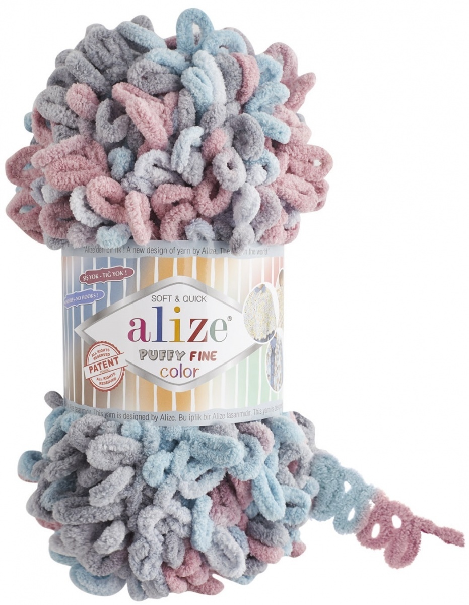 Alize Puffy Fine Color, 100% Micropolyester 5 Skein Value Pack, 500g фото 12
