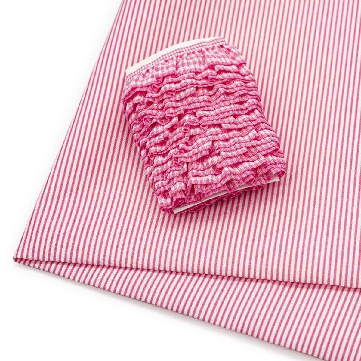 Pink Polyester Patchwork Fabric with Quilling Braid фото 1