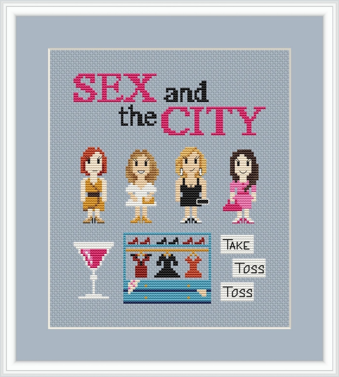 Sex and the City Primitive Cross Stitch Pattern фото 1