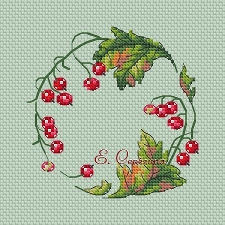 Currant Wreath Cross Stitch Pattern фото 3