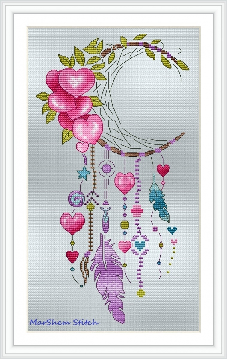 Dreamcatcher Hearts Cross Stitch Pattern фото 1