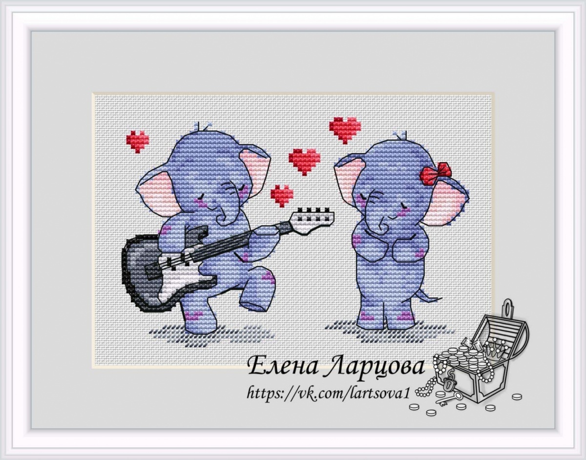 Elephants in Love Cross Stitch Pattern фото 1