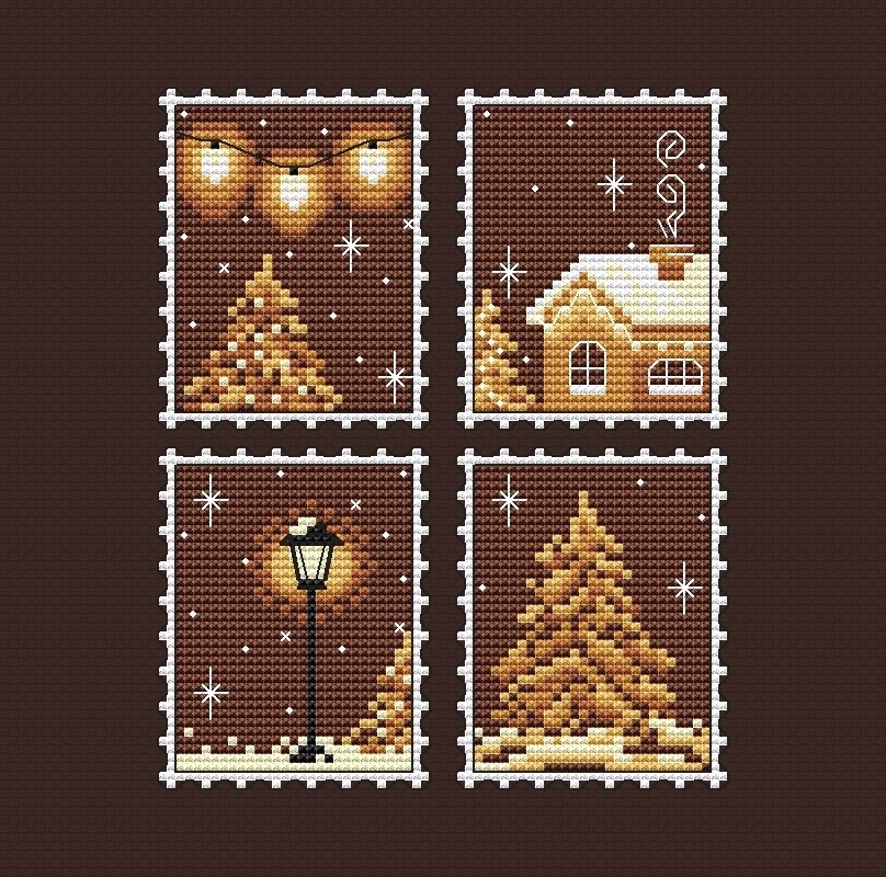 Postage Stamps. Ginger Set Cross Stitch Pattern фото 1
