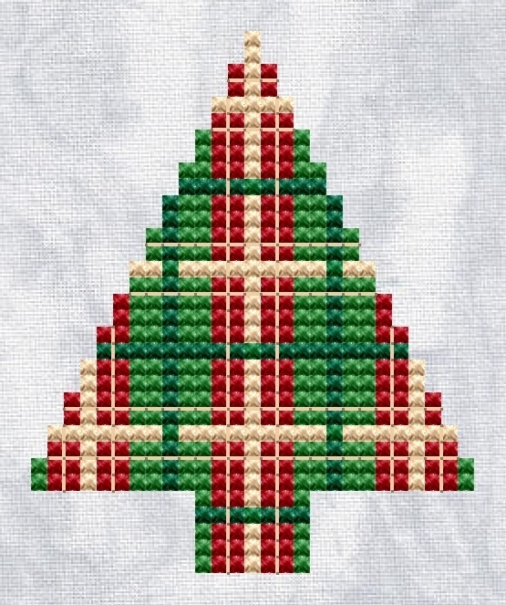 Christmas Tree Modern Cross Stitch Pattern фото 1