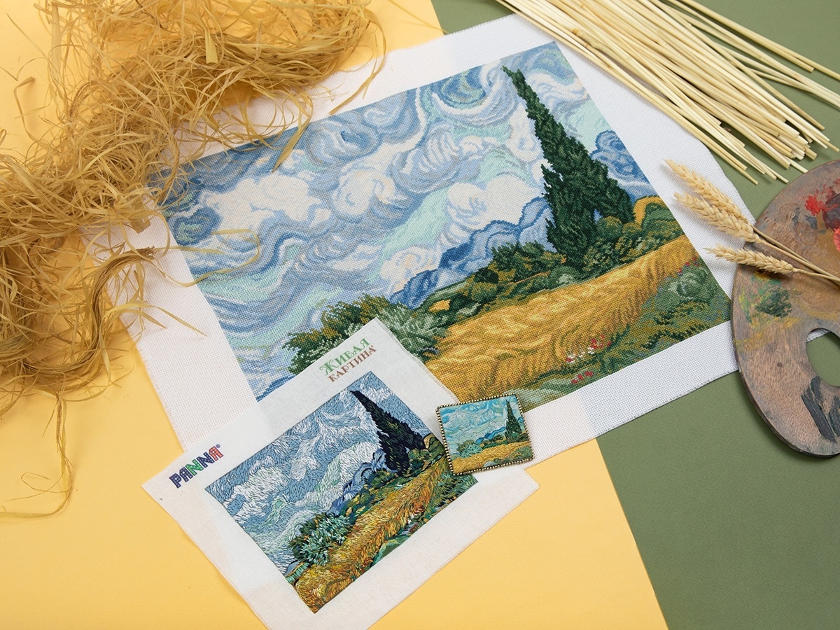 Wheat Field with Cypresses Cross Stitch Kit фото 5