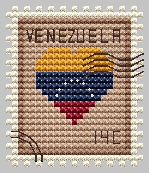 Venezuela Postage Stamp Cross Stitch Pattern фото 1