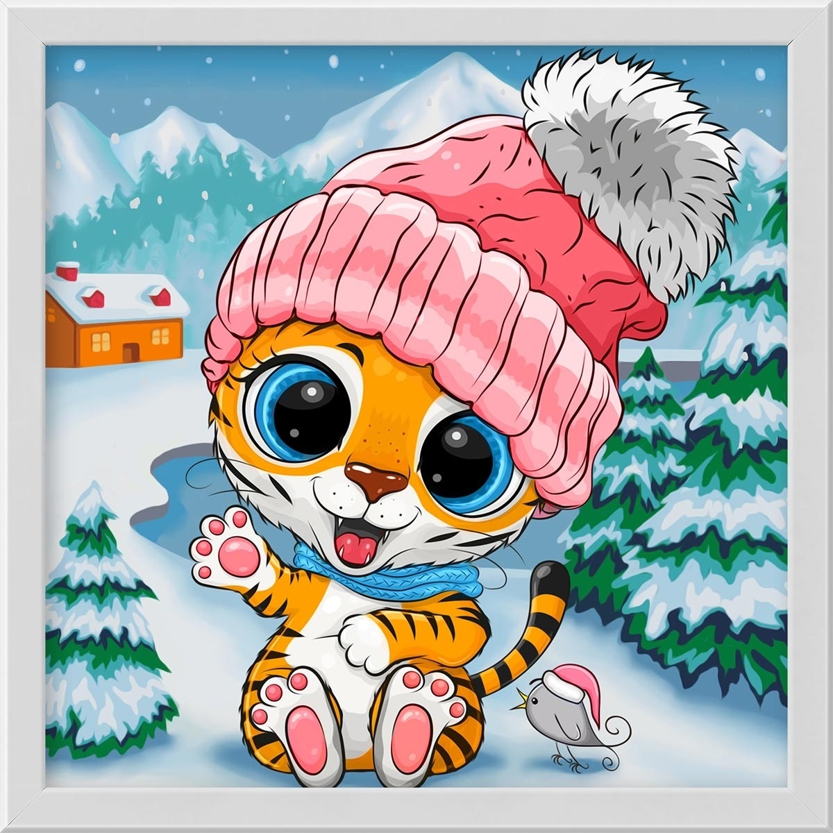 Tiger Cub in Winter Diamond Painting Kit фото 1