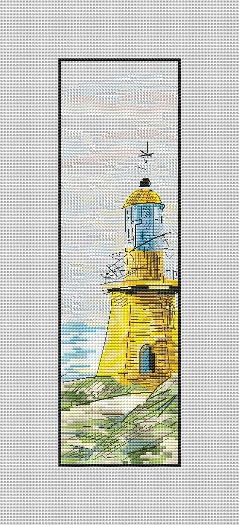 Bookmark Yellow Lighthouse Cross Stitch Pattern фото 2