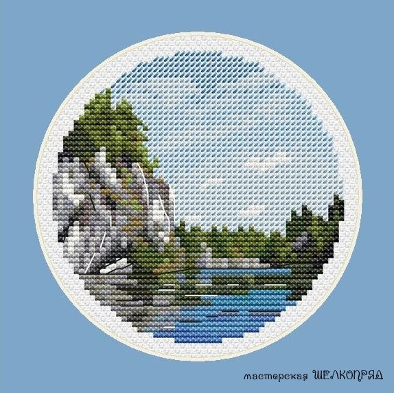 River in the Mountains Cross Stitch Pattern фото 2