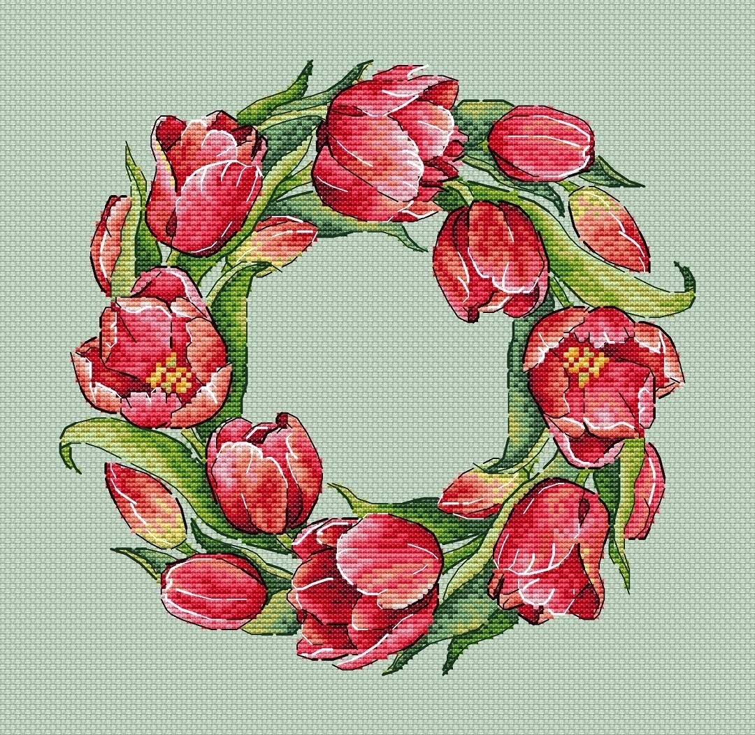 The Scent of Spring, Red Cross Stitch Pattern фото 1