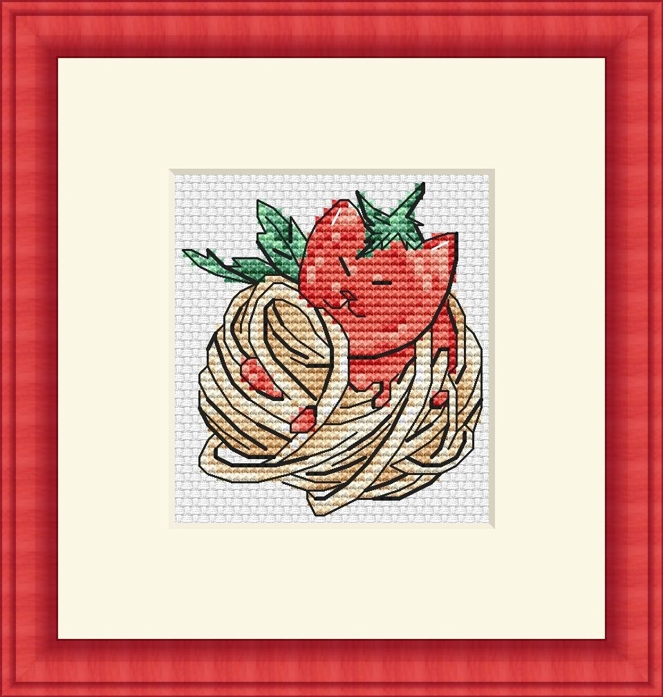 Cat-Spaghetti Cross Stitch Pattern фото 1