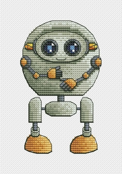 Robot 5 Cross Stitch Pattern фото 1
